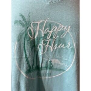 Life Is Good Crusher T Shirt Womens XXXL Happy Hour Beach Palm Trees Dog Blue